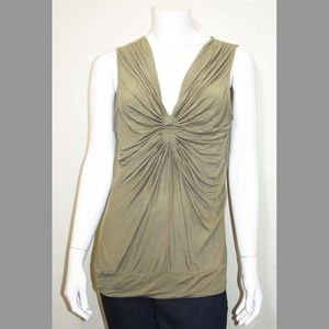 Nine West Army Green Ruched Front Tank Top Blouse